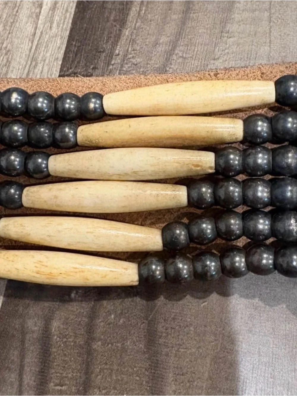 Vintage Marck Bellay Leather Sinew Bone Concho Bead Native American Belt Western